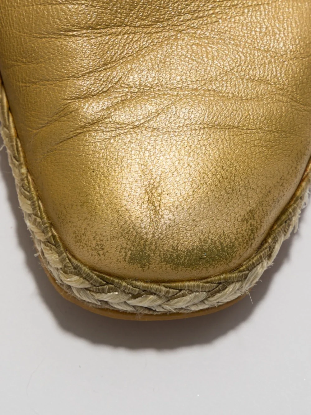 Andre Assous gold leather espadrille wedge 7.5